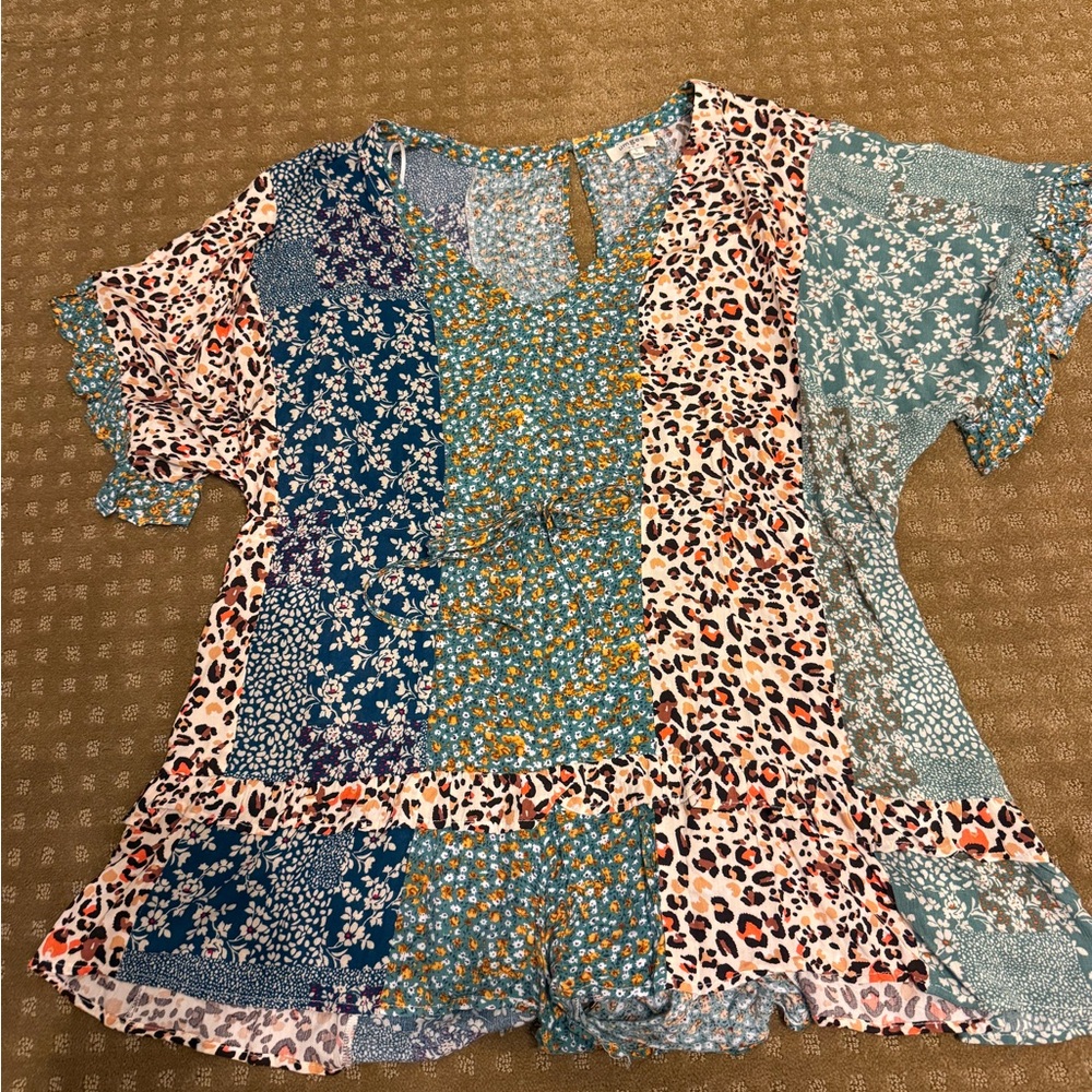 Umgee Multicolor Patchwork Romper